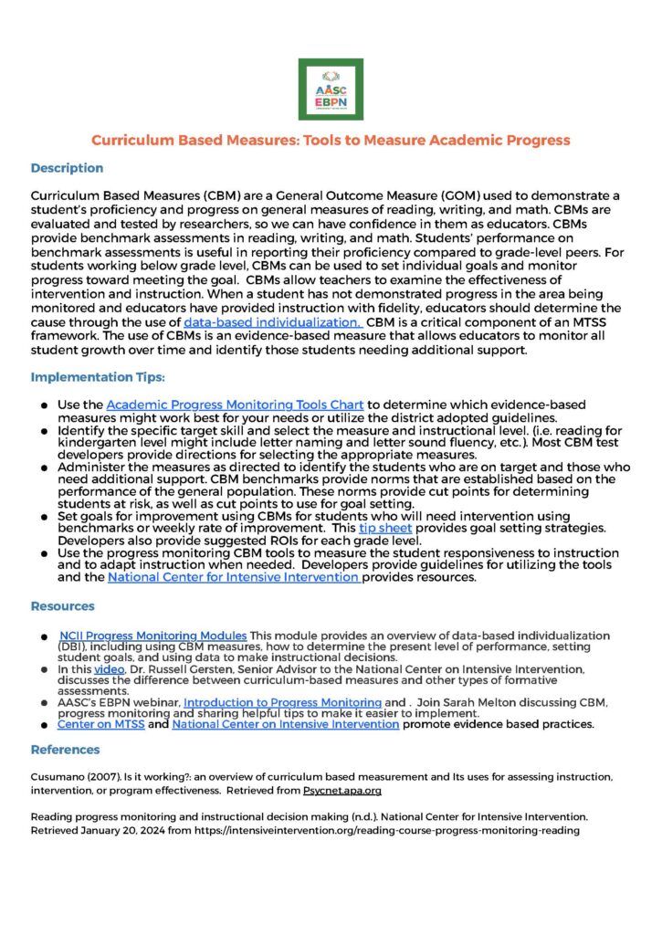 Curriculum Based Measurement Page