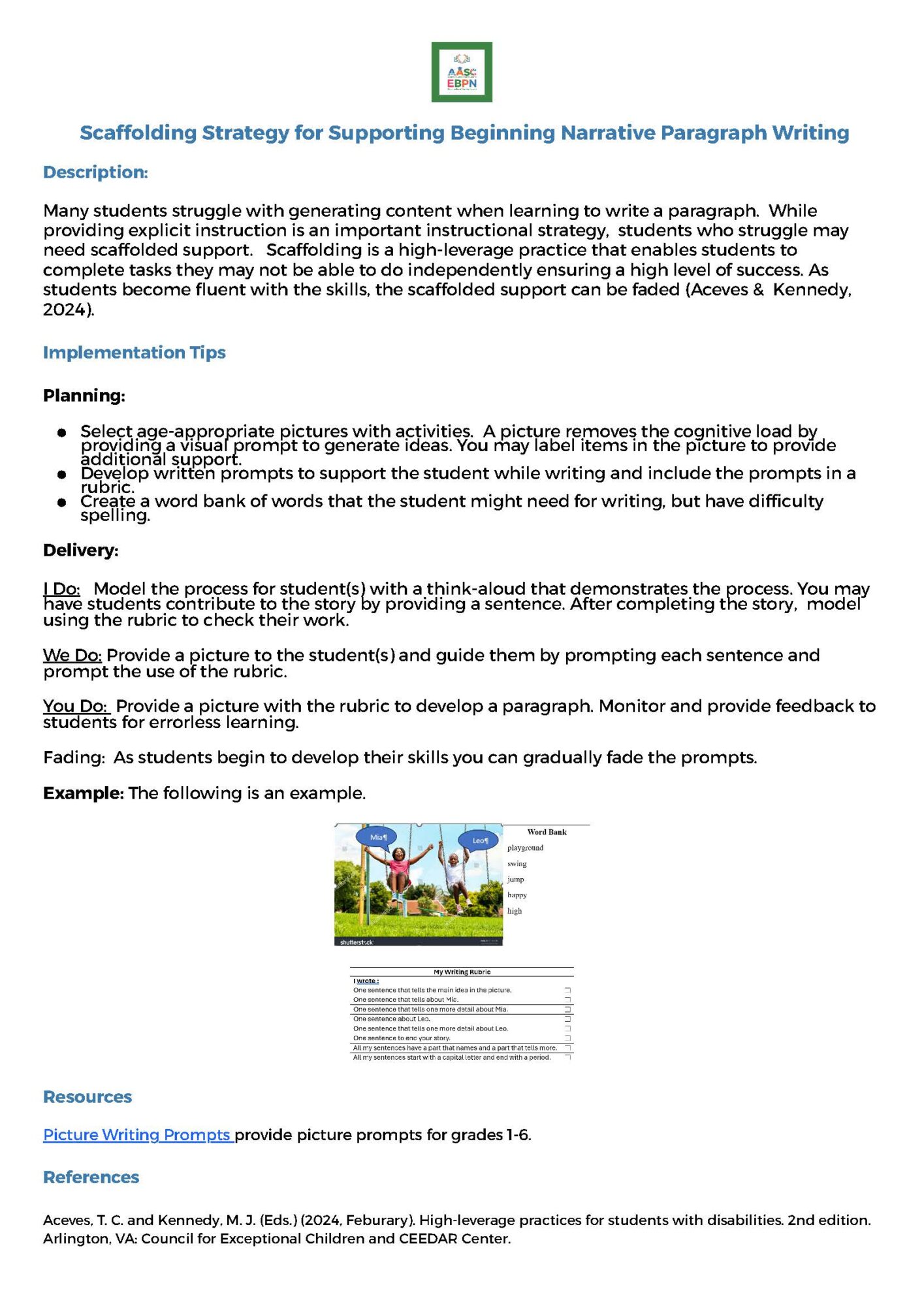 Scaffolding Strategy for Beginning Paragraph Writing | Academic ...