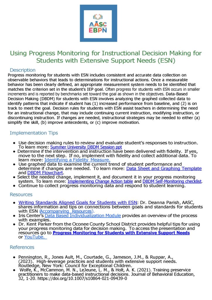 One Pager Using Progress Monitoring ESN()