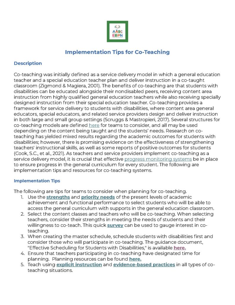 Co teaching Tips Page