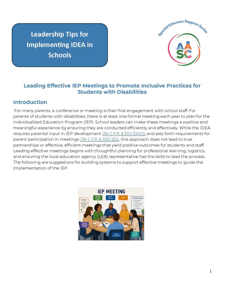 Leading Effective IEP Meetings to Promote Inclusive Practices for Students with Disabilities final Page